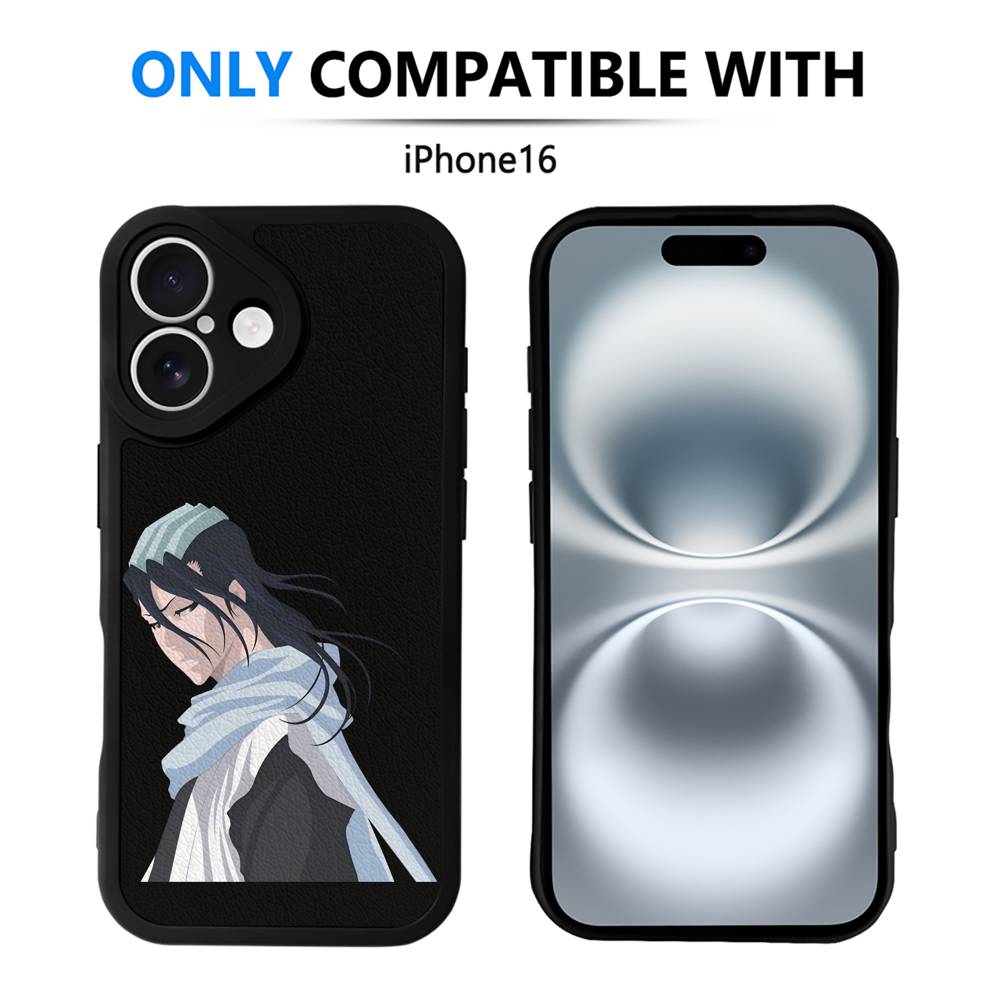 （画像用） ブリーチ くちき びゃくや BLEACH Kuchiki Byakuya 【iPhone 16シリーズ対応】シリコンスマホケース（レザー調） 材質：シリコン